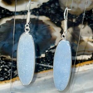 Blue Anhydrite Angelite Earrings 2 1/4”